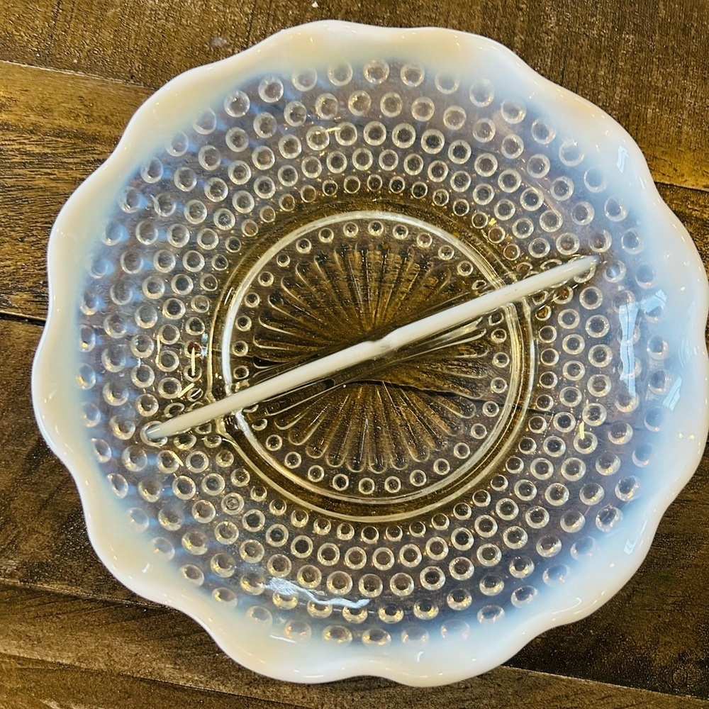 Vintage Glass  candy dish ashtray serving dish milk glass